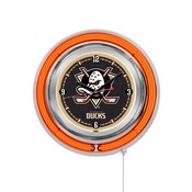 Anaheim Ducks Double Neon Ring, Logo Clock by Holland Bar Stool Company, ClkAnaDks