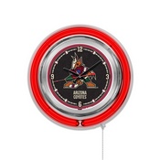Arizona Coyotes Double Neon Ring, Logo Clock by Holland Bar Stool Company, ClkAriCoy