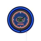 University of Florida Double Neon Wall Clock by Holland Bar Stool Company, AGS-Clk15BKFlorUn