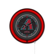 Arizona Diamondbacks Double Neon Wall Clock by Holland Bar Stool Company, AGS-Clk15BKMLBAri