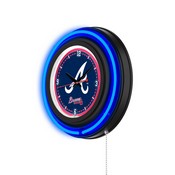 Atlanta Braves Double Neon Wall Clock by Holland Bar Stool Company, AGS-ClkBKMLBAtl