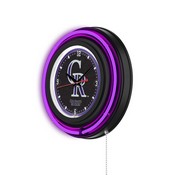 Colorado Rockies Double Neon Wall Clock by Holland Bar Stool Company, AGS-Clk15BKMLBCol