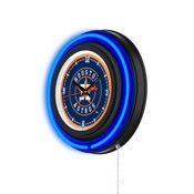 Houston Astros Double Neon Wall Clock by Holland Bar Stool Company, AGS-Clk15BKMLBHou