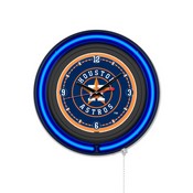 Houston Astros Double Neon Wall Clock by Holland Bar Stool Company, AGS-Clk15BKMLBHou