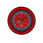St. Louis Cardinals Double Neon Wall Clock by Holland Bar Stool Company, AGS-Clk15BKMLBStL