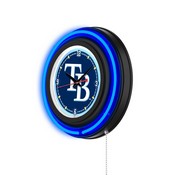 Tampa Bay Rays Double Neon Wall Clock by Holland Bar Stool Company, AGS-Clk15BKMLBTam