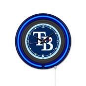 Tampa Bay Rays Double Neon Wall Clock by Holland Bar Stool Company, AGS-Clk15BKMLBTam