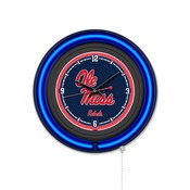 University of Mississippi Double Neon Wall Clock by Holland Bar Stool Company, AGS-Clk15BKMssppU