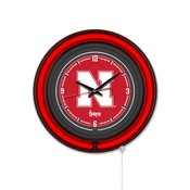 University of Nebraska Double Neon Wall Clock by Holland Bar Stool Company, AGS-Clk15BKNebrUn