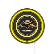 University of Southern Mississippi Double Neon Wall Clock by Holland Bar Stool Company, AGS-Clk15BKSouMis
