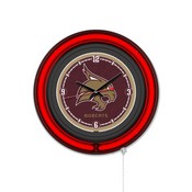 Texas State University Double Neon Wall Clock by Holland Bar Stool Company, AGS-Clk15BKTexsSt