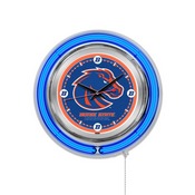 Boise State Double Neon Ring, Logo Clock by Holland Bar Stool Company, ClkBoiseS
