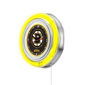 Boston Bruins Double Neon Ring, Logo Clock by Holland Bar Stool Company, ClkBosBru