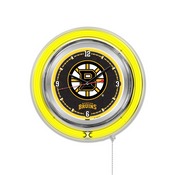 Boston Bruins Double Neon Ring, Logo Clock by Holland Bar Stool Company, ClkBosBru