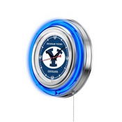 Brigham Young Double Neon Ring, Logo Clock by Holland Bar Stool Company, ClkBrigYn