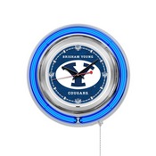 Brigham Young Double Neon Ring, Logo Clock by Holland Bar Stool Company, ClkBrigYn