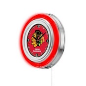 Chicago Blackhawks Double Neon Ring, Logo Clock by Holland Bar Stool Company, ClkChiHwk