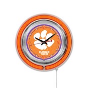 Clemson Double Neon Ring, Logo Clock by Holland Bar Stool Company, ClkClmson