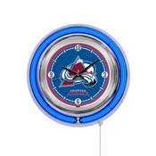 Colorado Avalanche Double Neon Ring, Logo Clock by Holland Bar Stool Company, ClkColAva