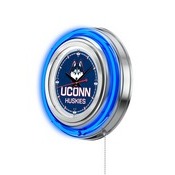Connecticut Double Neon Ring, Logo Clock by Holland Bar Stool Company, ClkConnUn