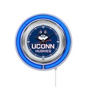 Connecticut Double Neon Ring, Logo Clock by Holland Bar Stool Company, ClkConnUn