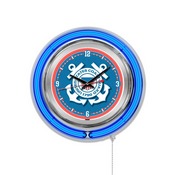 U.S. Coast Guard Double Neon Ring, Logo Clock by Holland Bar Stool Company, ClkCstGrd