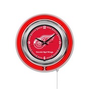 Detroit Red Wings Double Neon Ring, Logo Clock by Holland Bar Stool Company, ClkDetRed