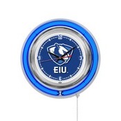 Eastern Illinois Double Neon Ring, Logo Clock by Holland Bar Stool Company, ClkEastIL