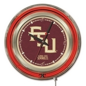 Florida State (Script) Double Neon Ring, Logo Clock by Holland Bar Stool Company, ClkFSU-FS