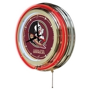 Florida State (Head) Double Neon Ring, Logo Clock by Holland Bar Stool Company, ClkFSU-HD
