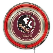 Florida State (Head) Double Neon Ring, Logo Clock by Holland Bar Stool Company, ClkFSU-HD