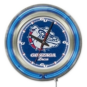 Gonzaga Double Neon Ring, Logo Clock by Holland Bar Stool Company, ClkGonzga