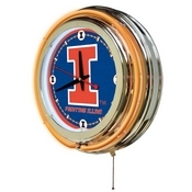 Illinois Double Neon Ring, Logo Clock by Holland Bar Stool Company, ClkIlliniU