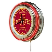 Iowa State Double Neon Ring, Logo Clock by Holland Bar Stool Company, ClkIowaSt