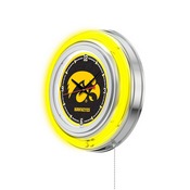 Iowa Double Neon Ring, Logo Clock by Holland Bar Stool Company, ClkIowaUn