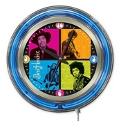 Jimi Hendrix - 4 Square Double Neon Wall Clock by Holland Bar Stool Co., AGS-Clk15JimiH01