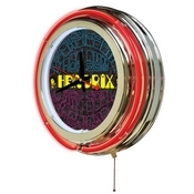 Jimi Hendrix - AYE - Mirrored Double Neon Wall Clock by Holland Bar Stool Co., AGS-Clk15JimiH03