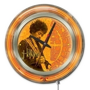 Jimi Hendrix - AYE - Guitar Double Neon Wall Clock by Holland Bar Stool Co., AGS-Clk15JimiH04