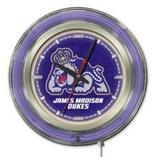 James Madison Double Neon Ring, Logo Clock by Holland Bar Stool Company, ClkJmsMad