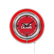 Louisiana-Lafayette Double Neon Ring, Logo Clock by Holland Bar Stool Company, ClkLA-Laf