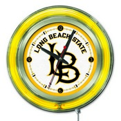 Long Beach State University Double Neon Wall Clock by Holland Bar Stool Co., AGS-Clk15LBStUn