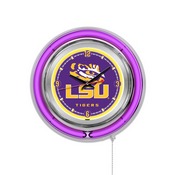 Louisiana State Double Neon Ring, Logo Clock by Holland Bar Stool Company, ClkLaStUn