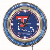 Louisiana Tech Double Neon Ring, Logo Clock by Holland Bar Stool Company, ClkLaTech