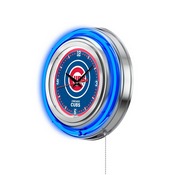 Chicago Cubs Double Neon Wall Clock by Holland Bar Stool, AGS-Clk15MLBCub