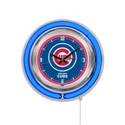 Chicago Cubs Double Neon Wall Clock by Holland Bar Stool, AGS-Clk15MLBCub