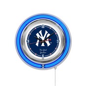 New York Yankees Double Neon Wall Clock by Holland Bar Stool, AGS-Clk15MLBNYY