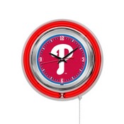 Philadelphia Phillies Double Neon Wall Clock by Holland Bar Stool, AGS-Clk15MLBPhi