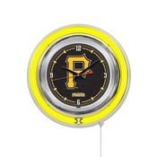Pittsburgh Pirates Double Neon Wall Clock by Holland Bar Stool, AGS-Clk15MLBPit