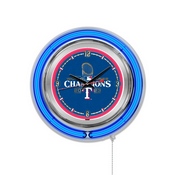 Texas Rangers - 2023 World Series Champions Double Neon Wall Clock by HBS, AGS-Clk15MLBTexWS23