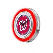 Washington Nationals Double Neon Wall Clock by Holland Bar Stool, AGS-Clk15MLBWas